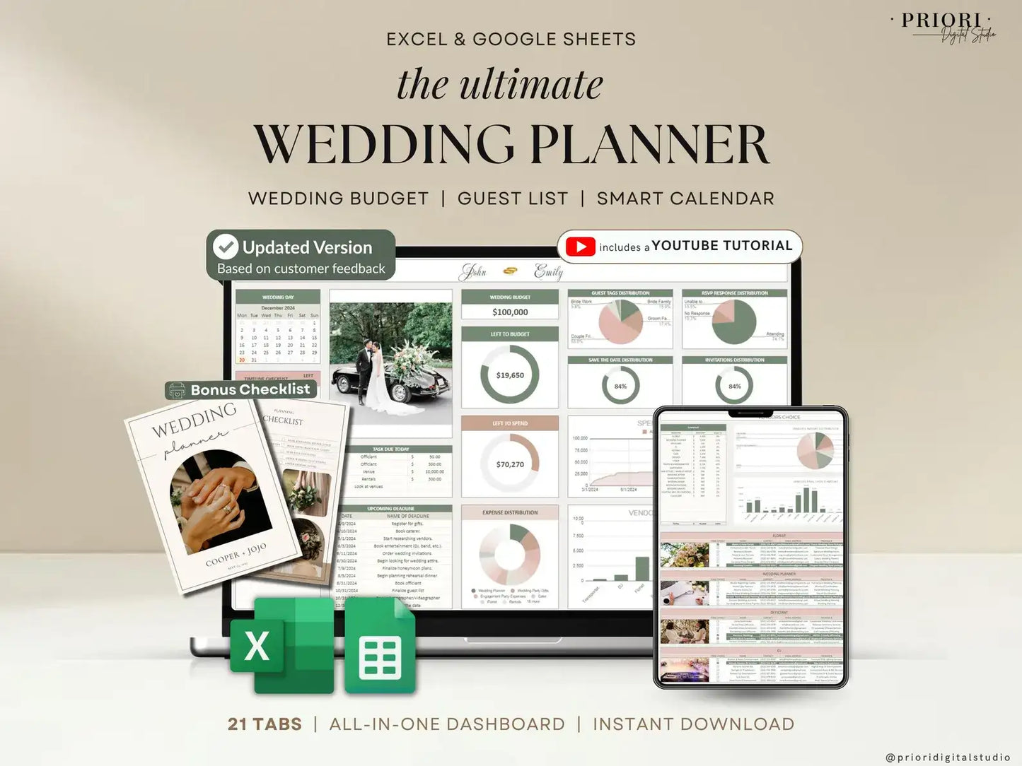 The Ultimate All-in-One Wedding Planner Spreadsheet